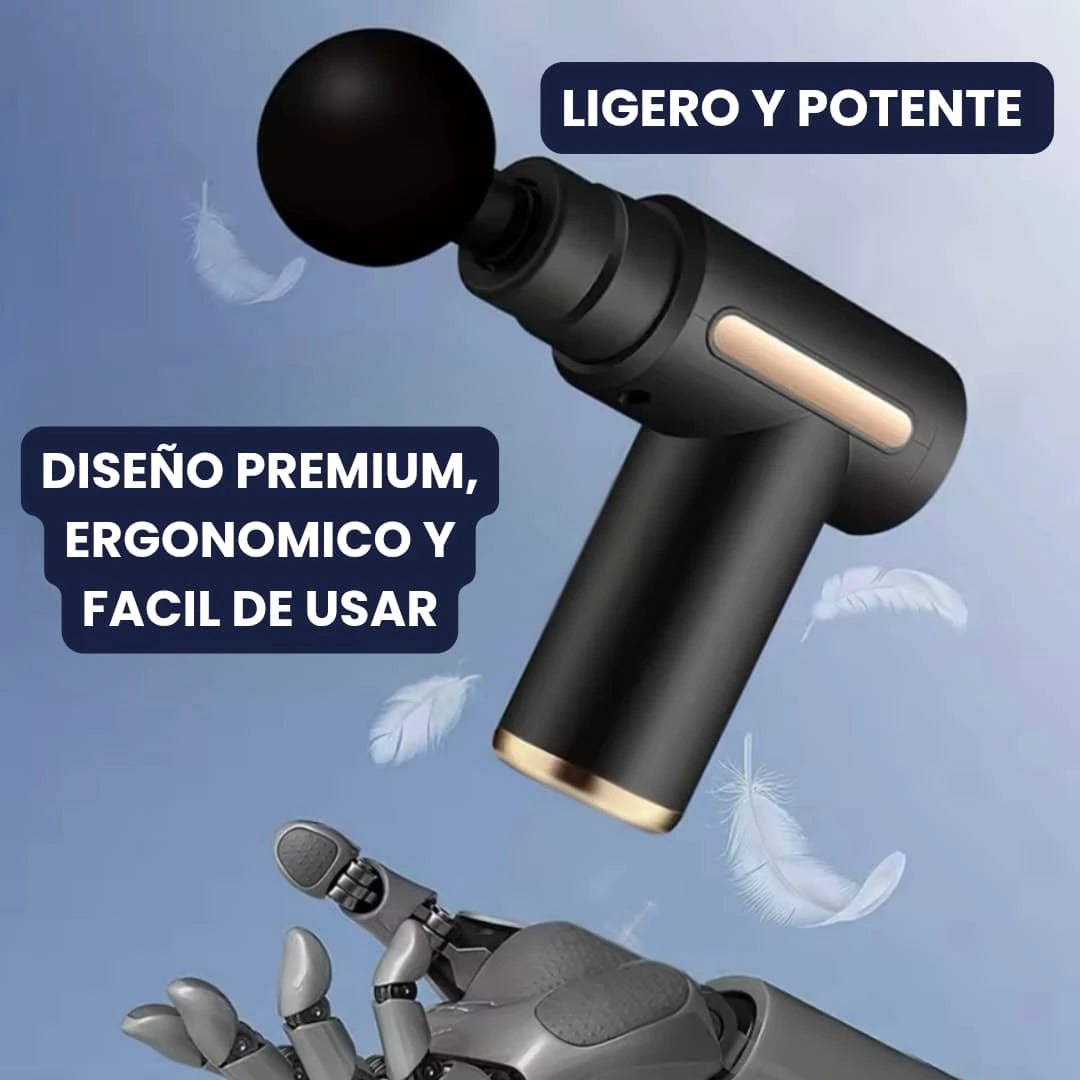 Pistola de Masaje Portátil 4 Cabezales para Alivio Rápido