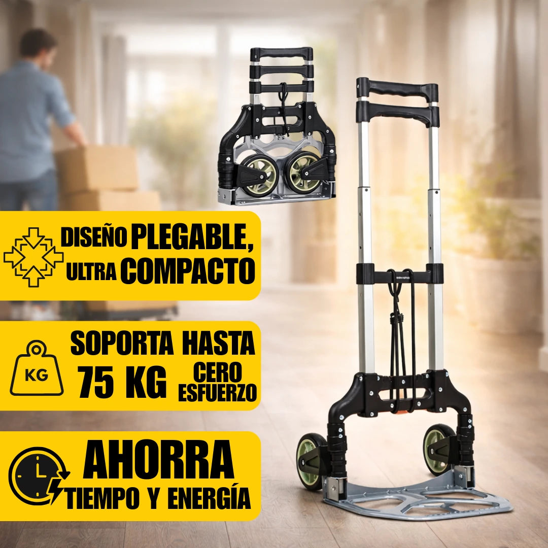 Diablito Carrito de Carga Plegable Portátil de Acero hasta 75kg