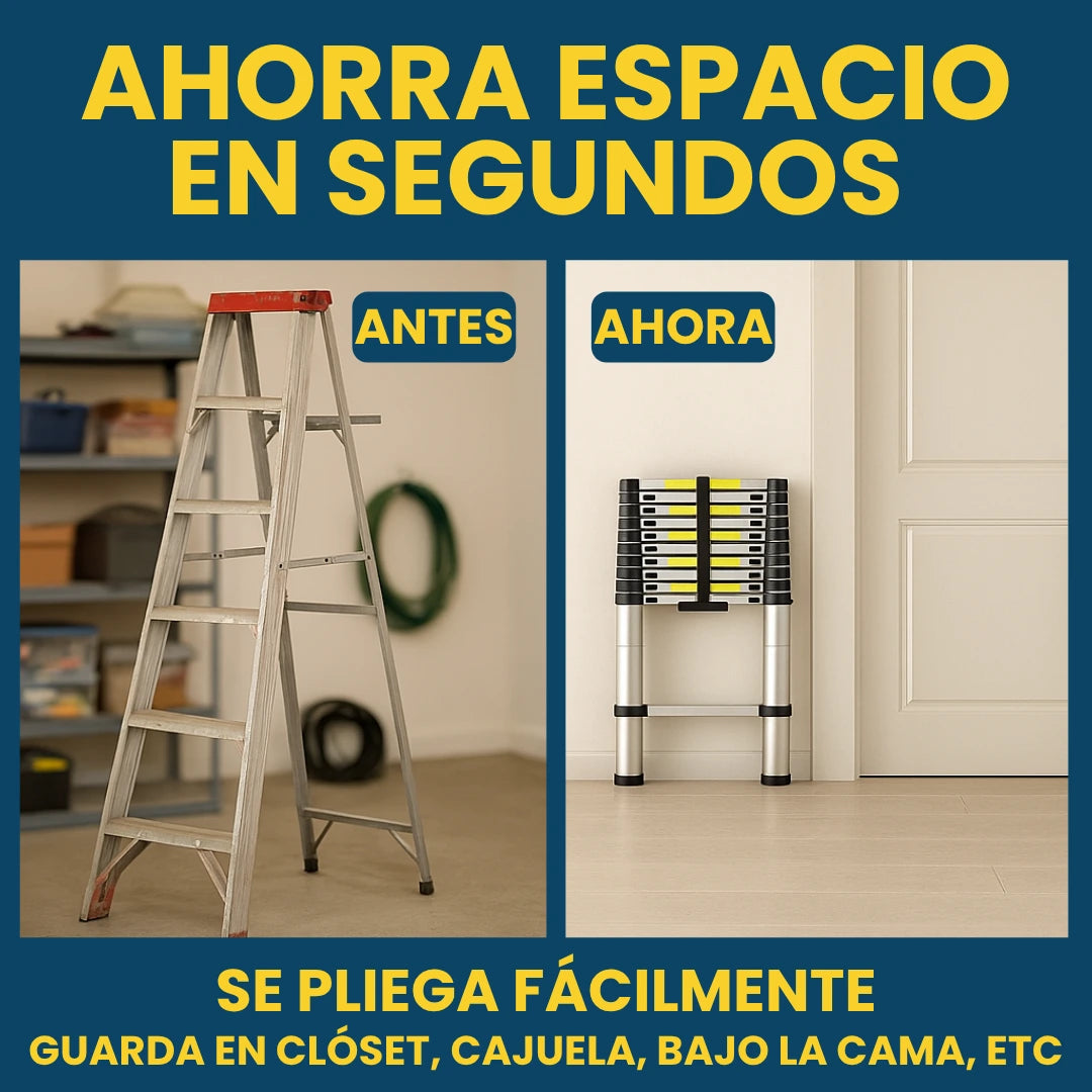 Escalera Telescópica Plegable Ligera de Aluminio 4 Metros (5 Años Garantía)