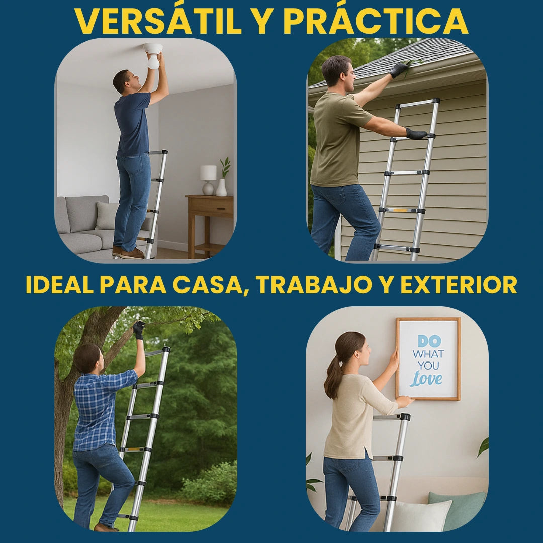 Escalera Telescópica Plegable Ligera de Aluminio 4 Metros (5 Años Garantía)