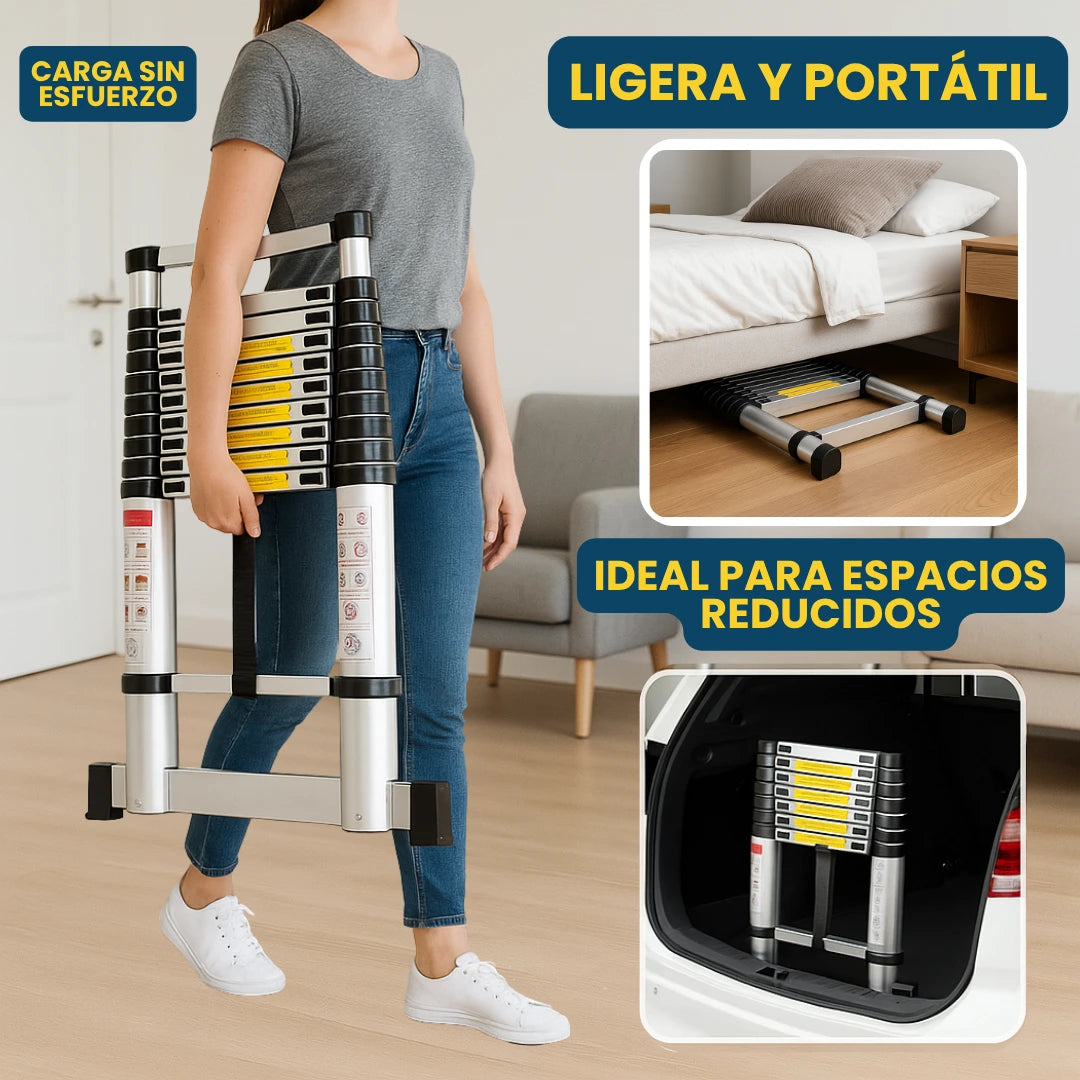 Escalera Telescópica Plegable Ligera de Aluminio 4 Metros (5 Años Garantía)