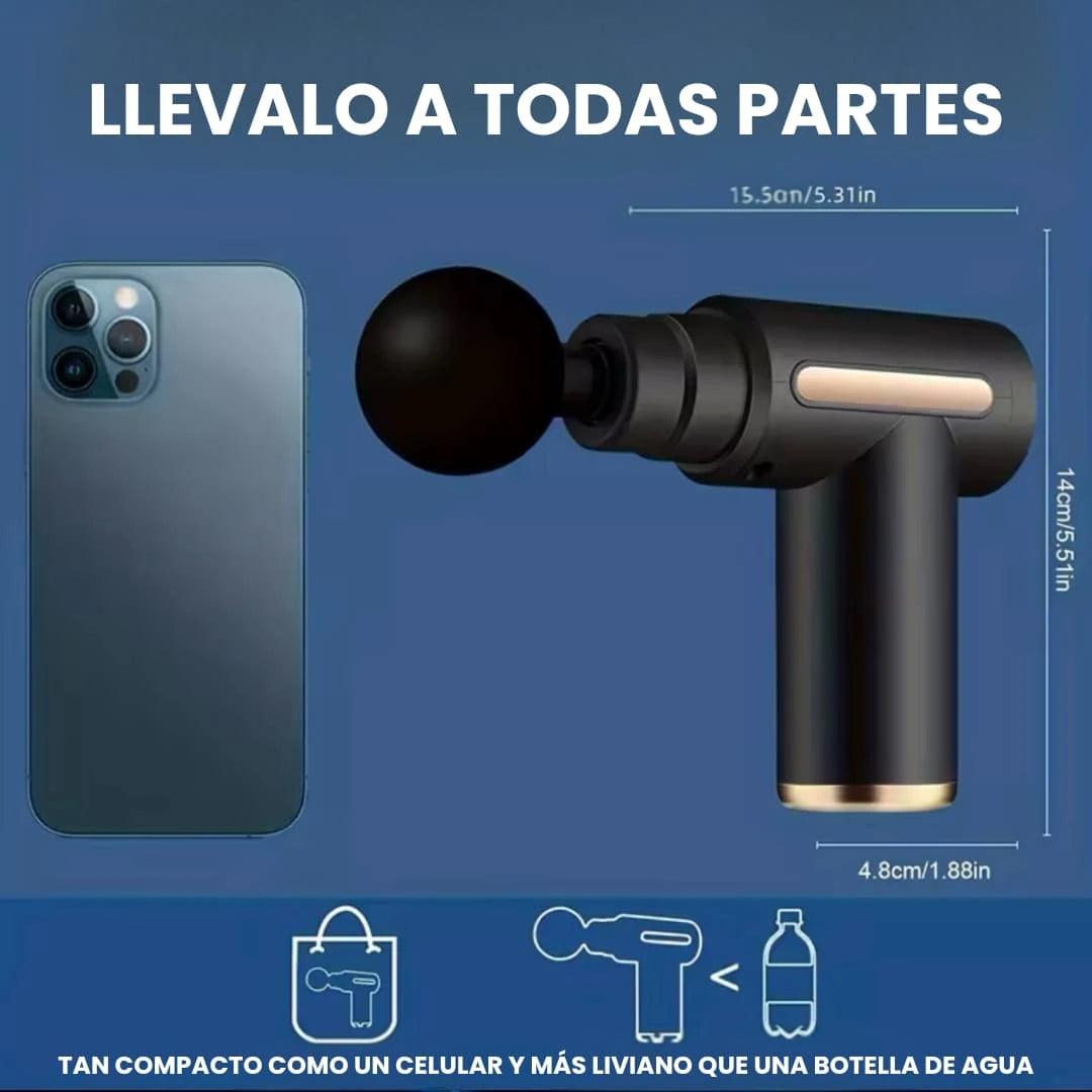 Pistola de Masaje Portátil 4 Cabezales para Alivio Rápido