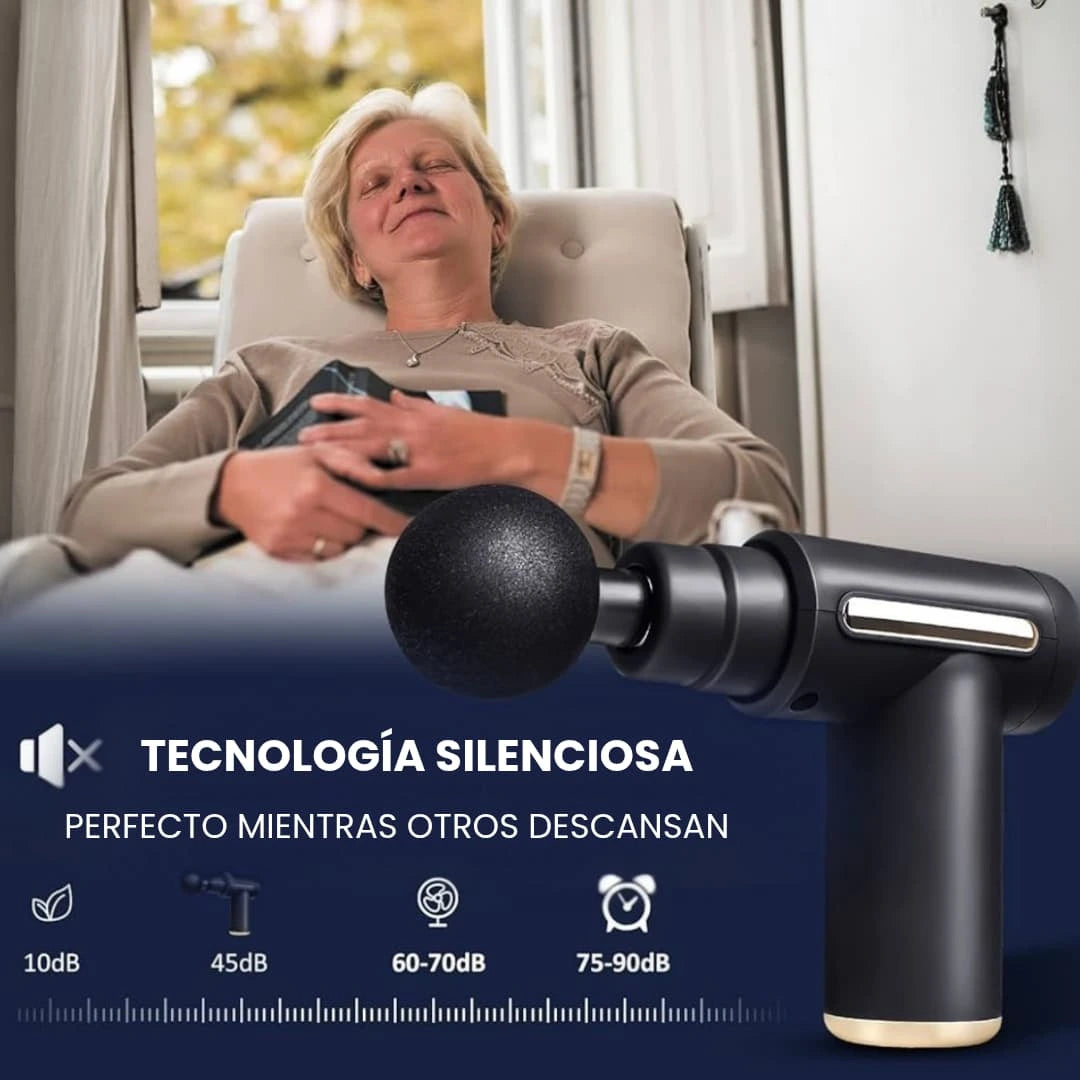 Pistola de Masaje Portátil 4 Cabezales para Alivio Rápido