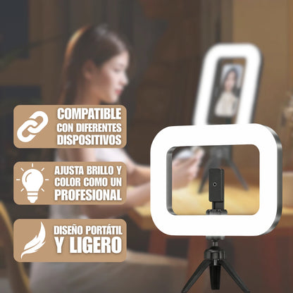 Soporte Cuadro LED para Celular Portátil Videos Sin Sombras Y Rostro Iluminado