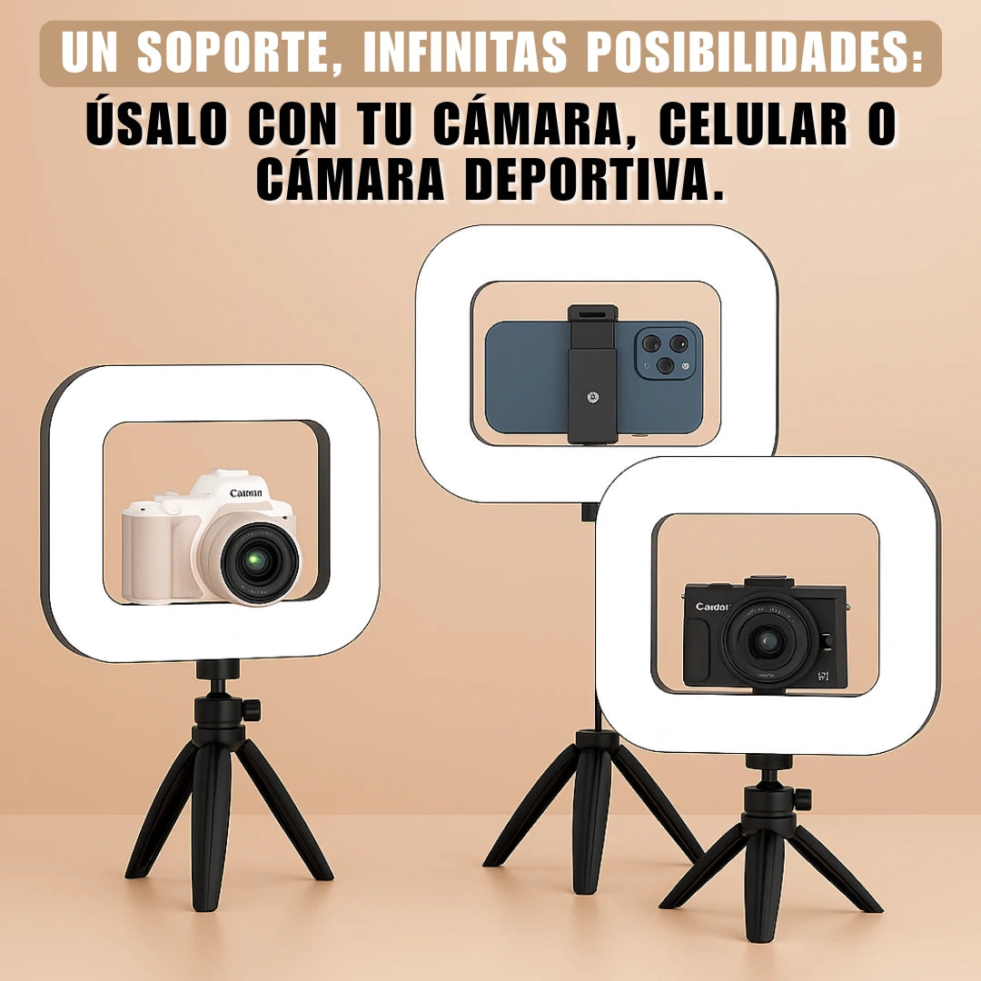 Soporte Cuadro LED para Celular Portátil Videos Sin Sombras Y Rostro Iluminado