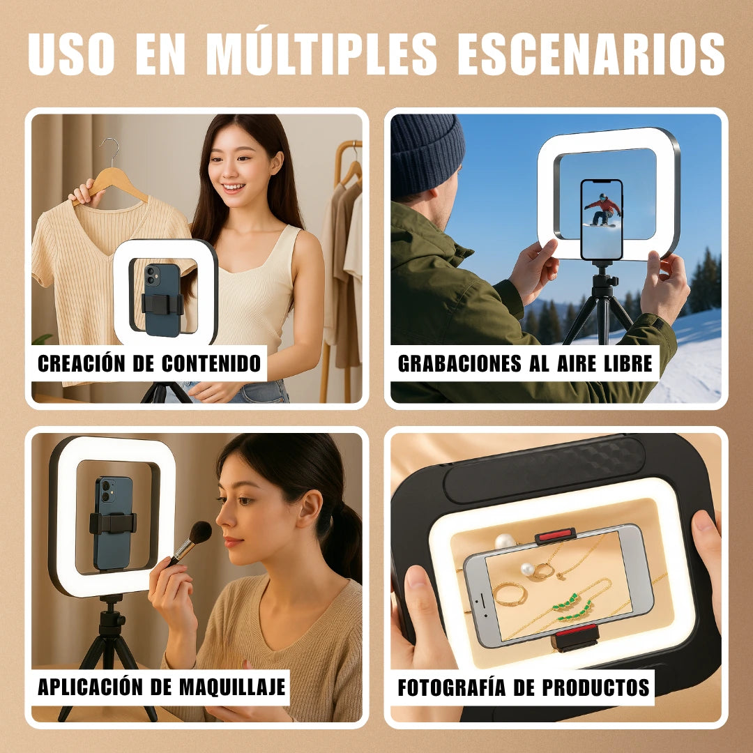 Soporte Cuadro LED para Celular Portátil Videos Sin Sombras Y Rostro Iluminado