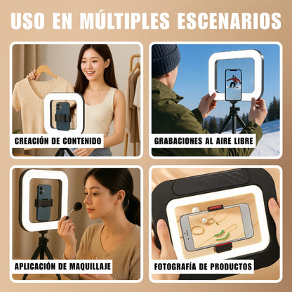Soporte Cuadro LED para Celular Portátil Videos Sin Sombras Y Rostro Iluminado