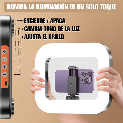 Soporte Cuadro LED para Celular Portátil Videos Sin Sombras Y Rostro Iluminado