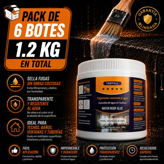 Sellador Impermeabilizante Transparente Pack 6 Botes para Fugas en Techos, Baños y Tuberías