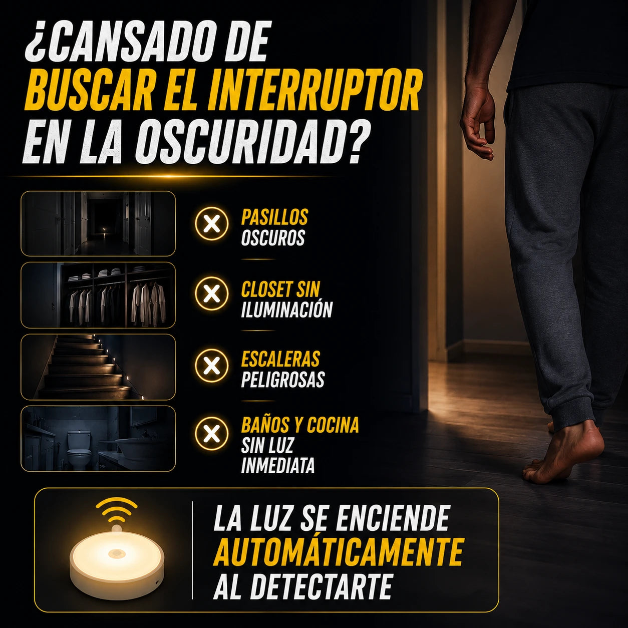 🎁4x1 Luz Led Recargable con Sensor Movimiento (Paga 1, Recibe 4)