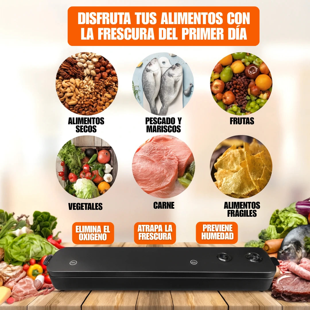 Selladora de Alimentos al Vacío (10 Bolsas Reutilizables Gratis🎁)