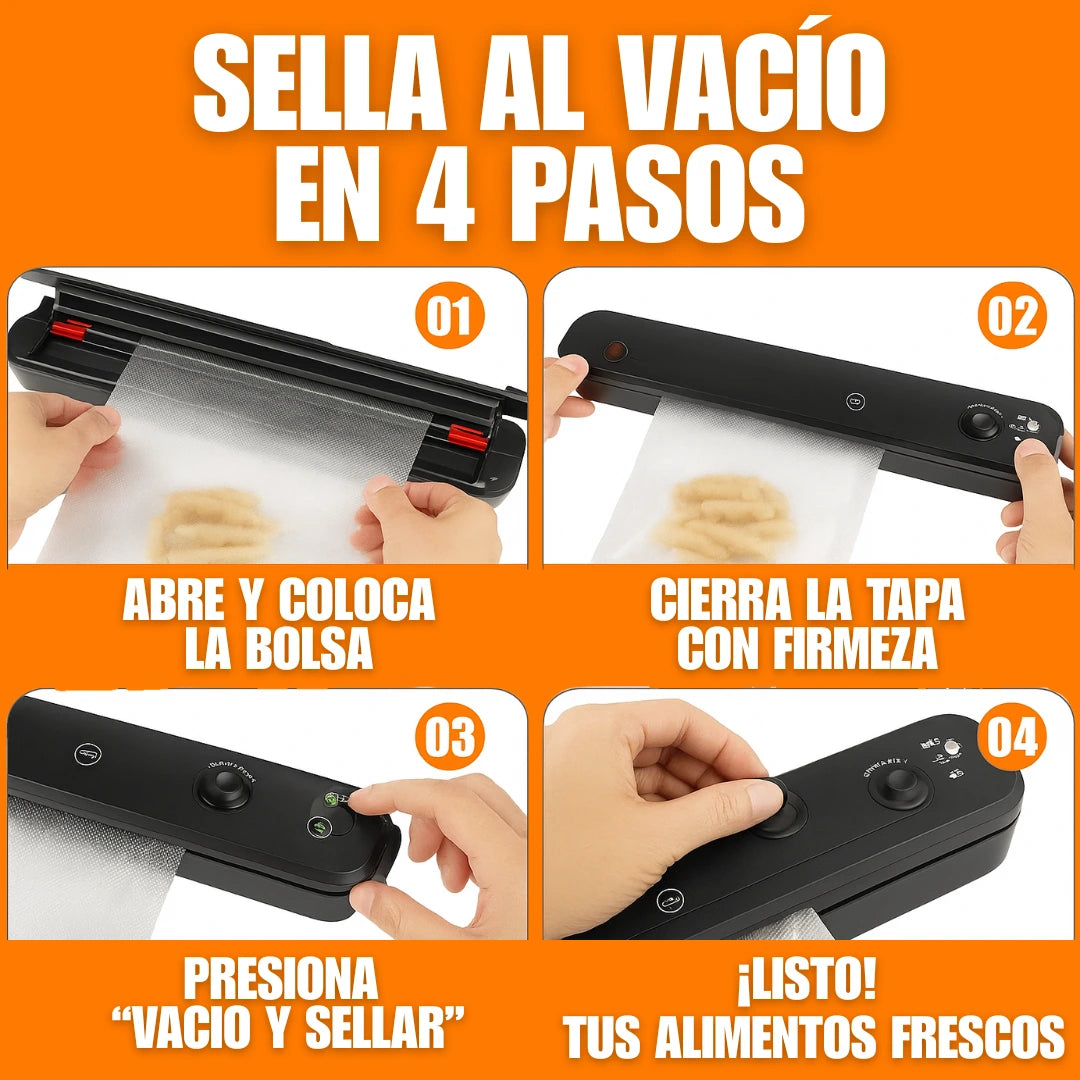 Selladora de Alimentos al Vacío (10 Bolsas Reutilizables Gratis🎁)