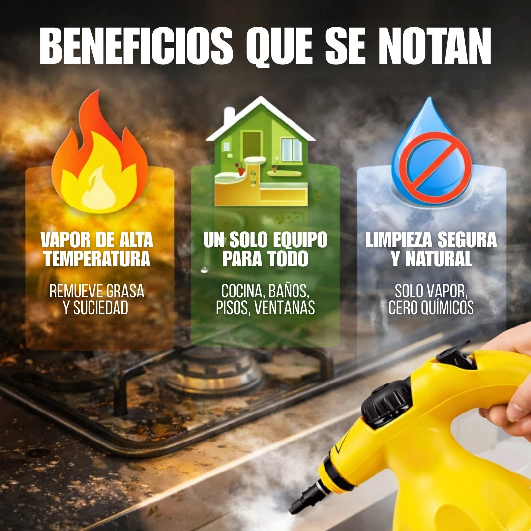 Limpiador de Vapor Portátil de Alta Temperatura para Hogar y Auto