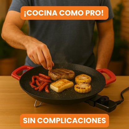 Plancha Eléctrica Estilo Coreano con Sartén Antiadherente Premium - Recetario Digital GRATIS🎁