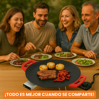 Plancha Eléctrica Estilo Coreano con Sartén Antiadherente Premium - Recetario Digital GRATIS🎁