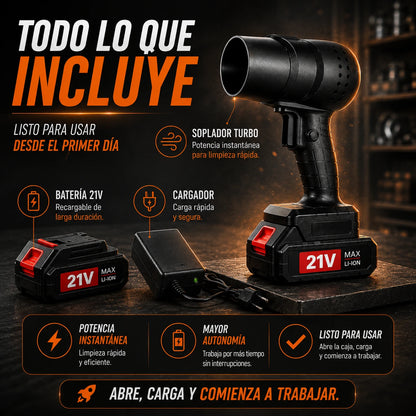 Soplador Turbo Inalámbrico Recargable para Limpieza y Secado Rápido