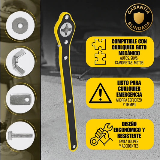 Llave para Gato de Auto Herramienta de Emergencia Seguridad y Rapidez