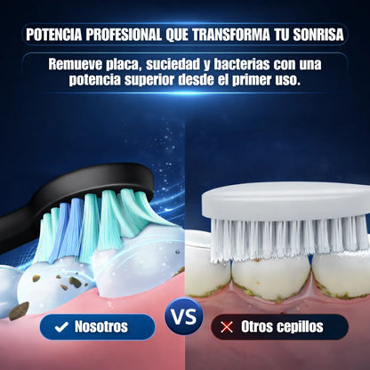 Cepillo Eléctrico Dental Recargable Portátil con 6 Cabezales y Estuche