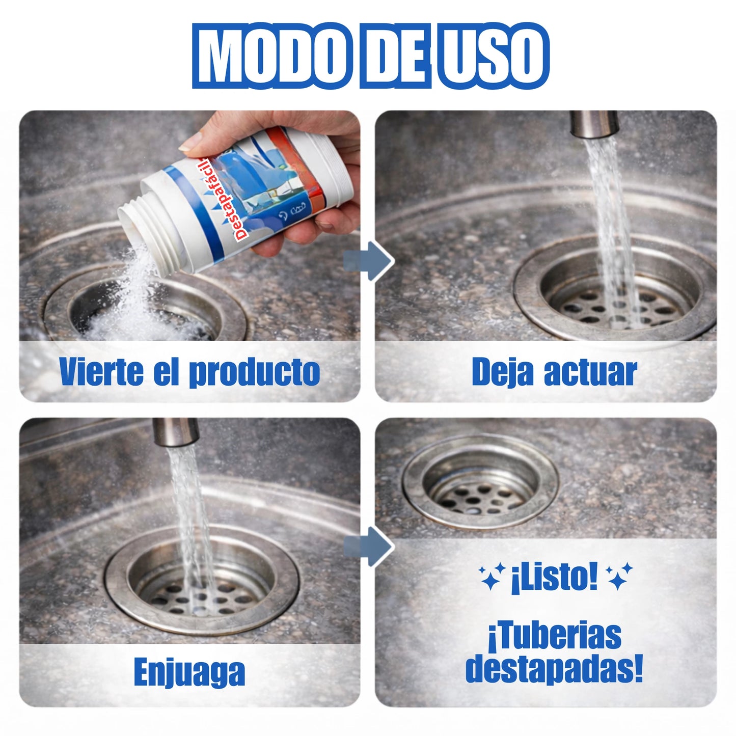 🎁4x1 Destapacaños en Polvo Exprés Potente (Paga 1, Recibe 4)