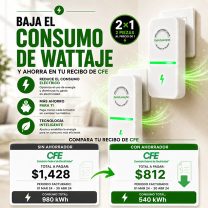 🎁2x1 Ahorrador de Energía Eléctrica con Capacitor 127V, Baja tu Recibo de Luz CFE