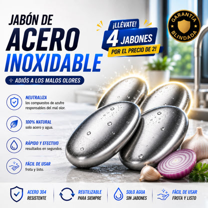 🎁4x2 Jabón Eterno Mágico Acero Inoxidable Neutraliza Malos Olores para Cocina y Baño (Recibe 4, Paga 2)
