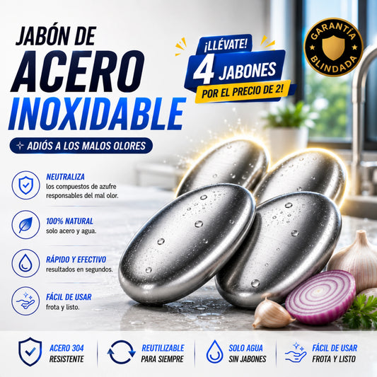 🎁4x2 Jabón Eterno Mágico Acero Inoxidable Neutraliza Malos Olores para Cocina y Baño (Recibe 4, Paga 2)