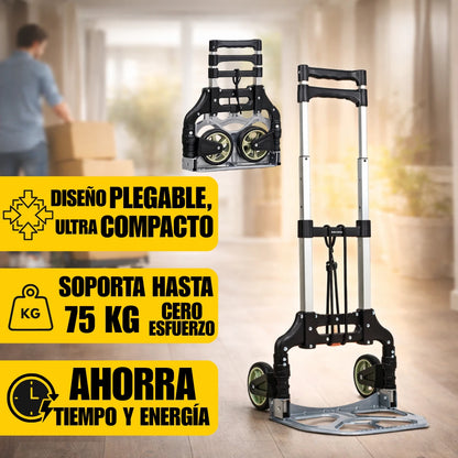 Diablito Carrito de Carga Plegable Portátil de Acero hasta 75kg