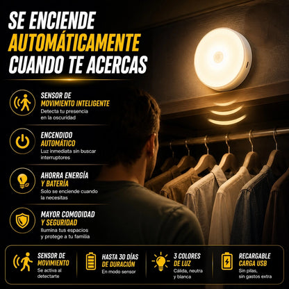 🎁4x1 Luz Led Recargable con Sensor Movimiento (Paga 1, Recibe 4)