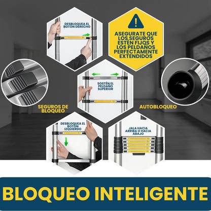Escalera Telescópica Plegable Ligera de Aluminio 4 Metros (5 Años Garantía)
