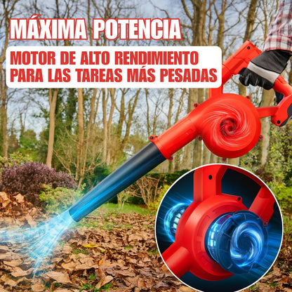 Sopladora Aspiradora Inalámbrica 4 en 1, 850W con 2 Baterías para Jardín, Patio y Coche