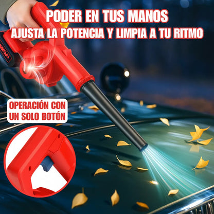 Sopladora Aspiradora Inalámbrica 4 en 1, 850W con 2 Baterías para Jardín, Patio y Coche