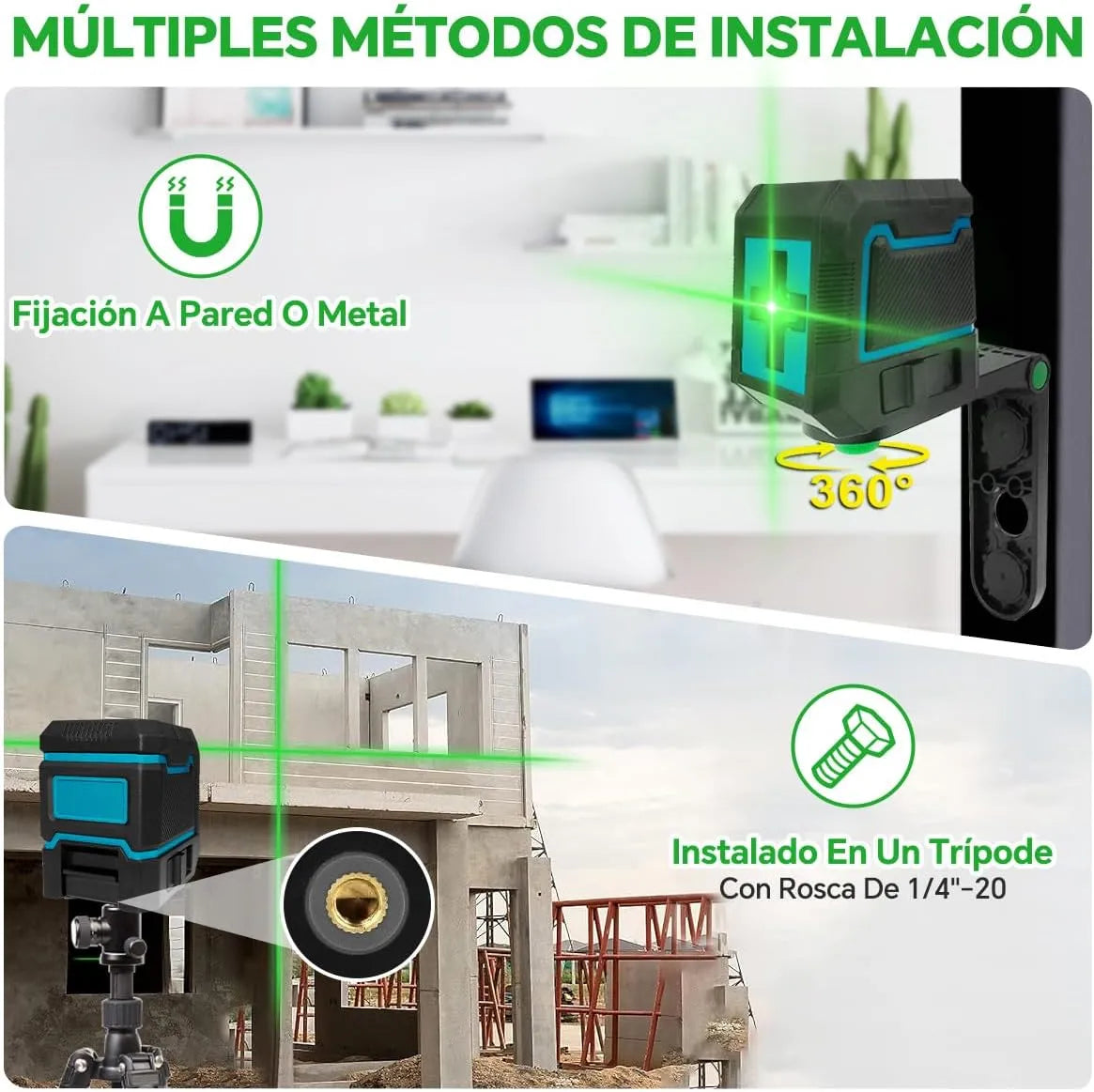 Nivel Láser Profesional Autonivelante con 16 Líneas Haz Verde (Maletín GRATIS🎁)