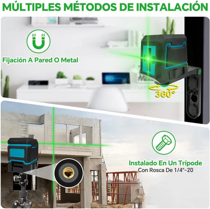 Nivel Láser Profesional Autonivelante con 16 Líneas Haz Verde (Maletín GRATIS🎁)