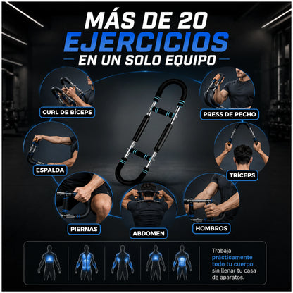Ejercitador de Brazos, Pecho, Espalda con Resistencia Ajustable Entrenamiento Portátil
