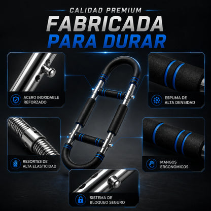 Ejercitador de Brazos, Pecho, Espalda con Resistencia Ajustable Entrenamiento Portátil