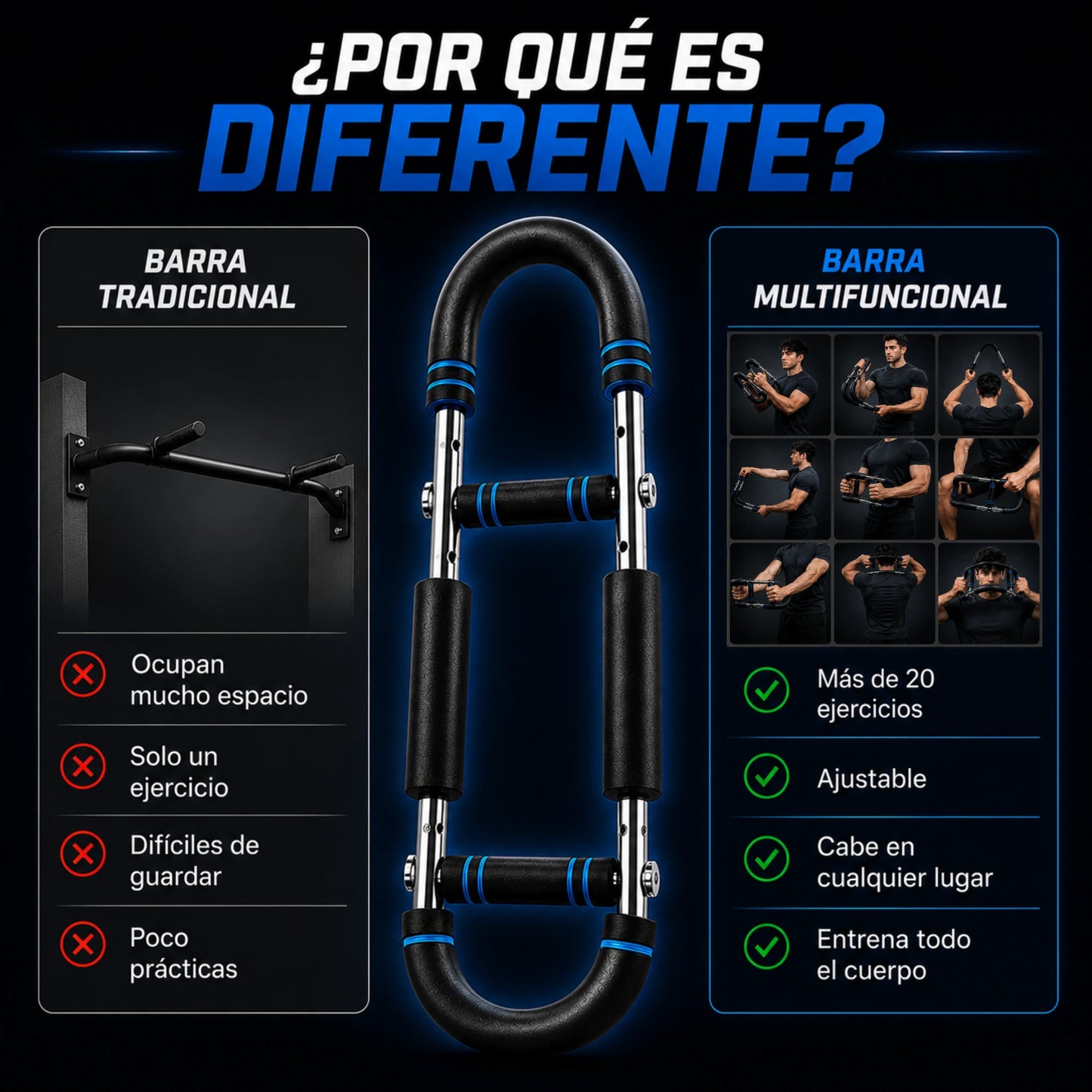 Ejercitador de Brazos, Pecho, Espalda con Resistencia Ajustable Entrenamiento Portátil