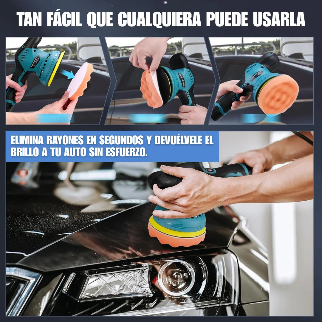 Pulidora Lijadora Eléctrica Inalámbrica para Autos, Madera, Metal