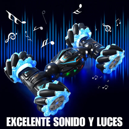 Auto Acrobático RC Inteligente con Sensor de Movimiento y Efectos LED, Azul