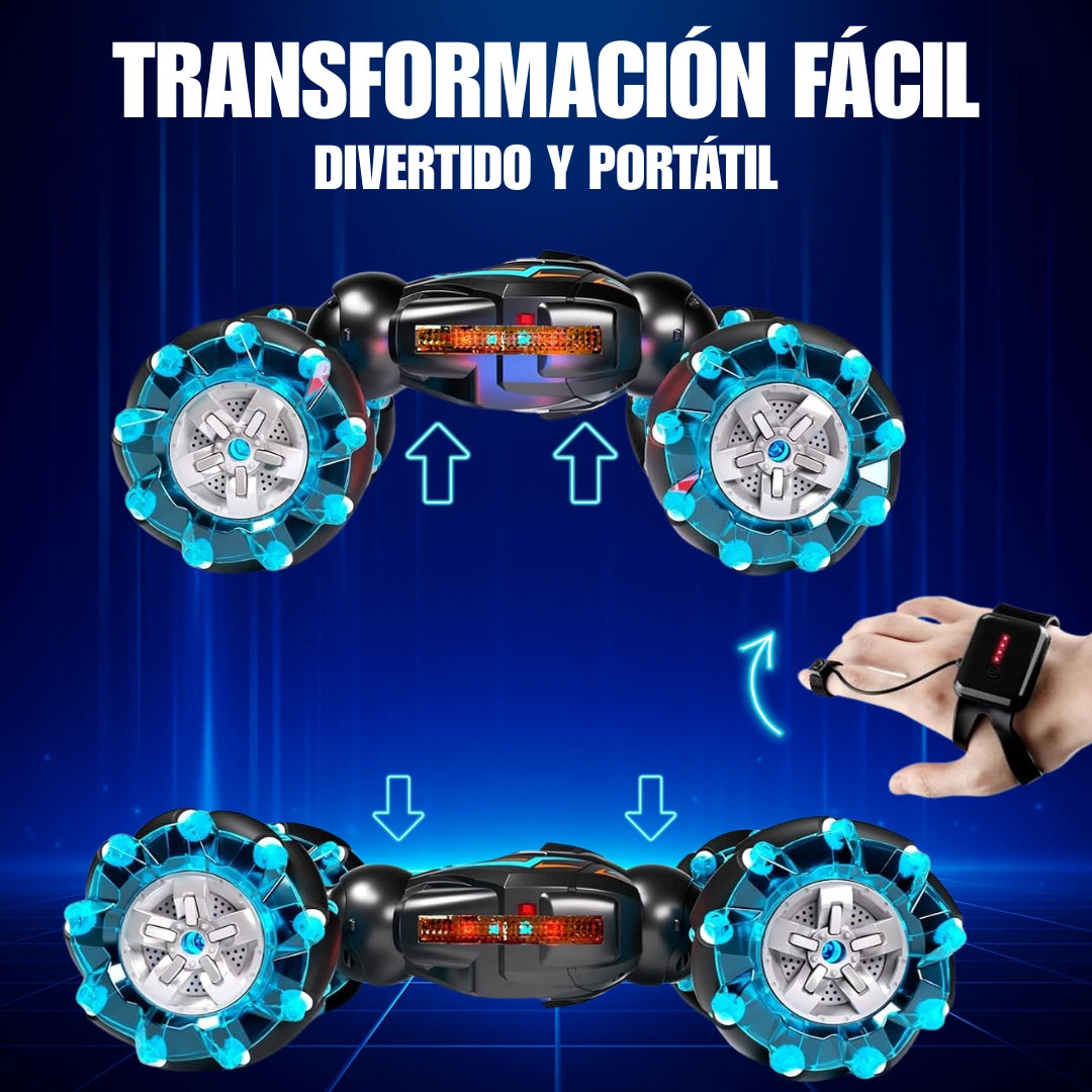 Auto Acrobático RC Inteligente con Sensor de Movimiento y Efectos LED, Azul