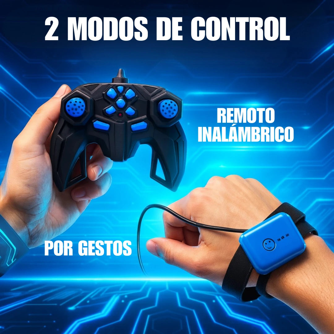 Auto Acrobático RC Inteligente con Sensor de Movimiento y Efectos LED, Azul