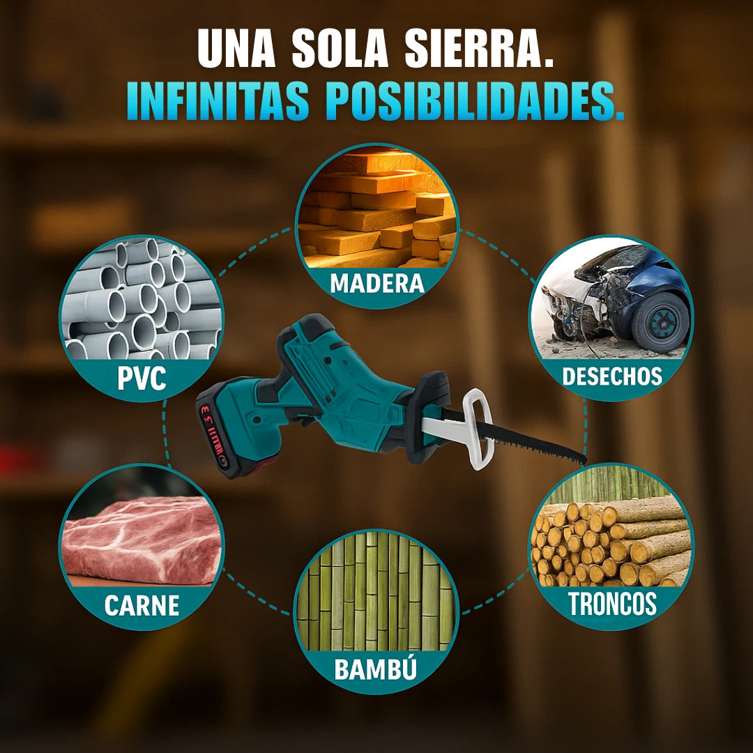 Sierra Eléctrica Recíproca Inalámbrica para Madera, Plástico, Metal