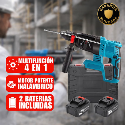Rotomartillo Profesional Inalámbrico Taladro Cincel Alta Potencia para Concreto (2 Baterías)