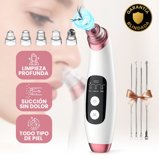 Extractor Eléctrico de Espinillas y Limpieza Facial Profesional + 4 Extractores Manuales