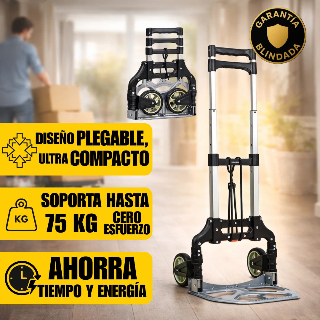 Diablito Carrito de Carga Plegable Portátil de Acero hasta 75kg