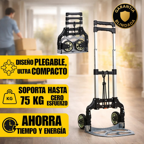 Diablito Carrito de Carga Plegable Portátil de Acero hasta 75kg