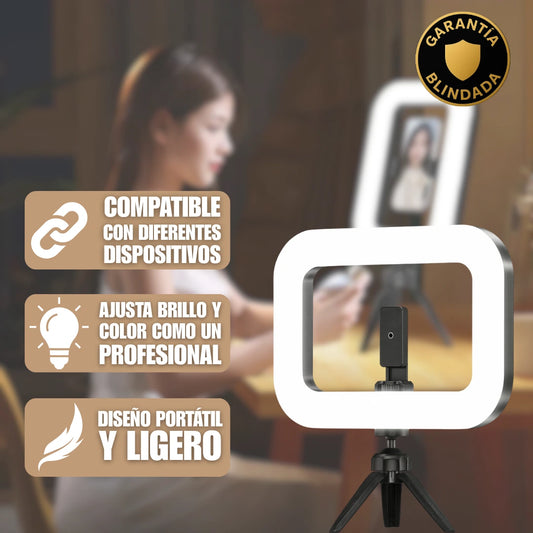 Soporte Cuadro LED para Celular Portátil Videos Sin Sombras Y Rostro Iluminado