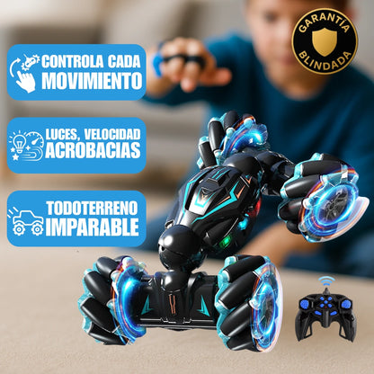 Auto Acrobático RC Inteligente con Sensor de Movimiento y Efectos LED, Azul