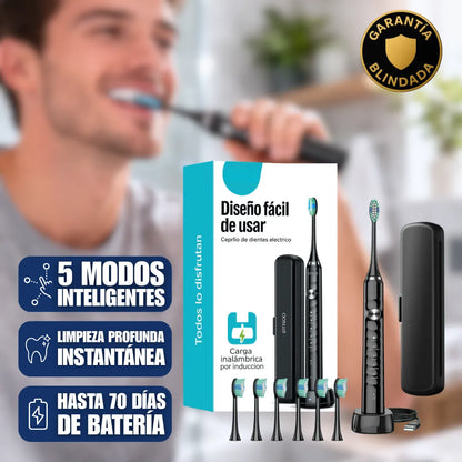 Cepillo Eléctrico Dental Recargable Portátil con 6 Cabezales y Estuche