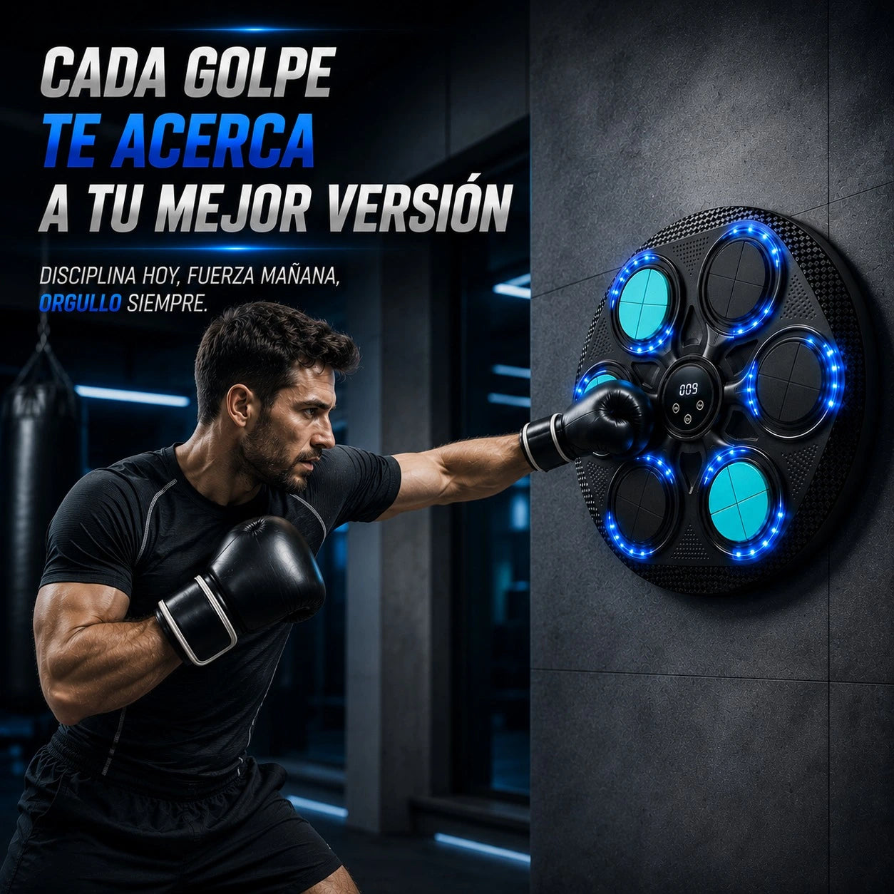 Máquina de Boxeo Electrónica de Pared Entrenamiento Interactivo con Luces LED