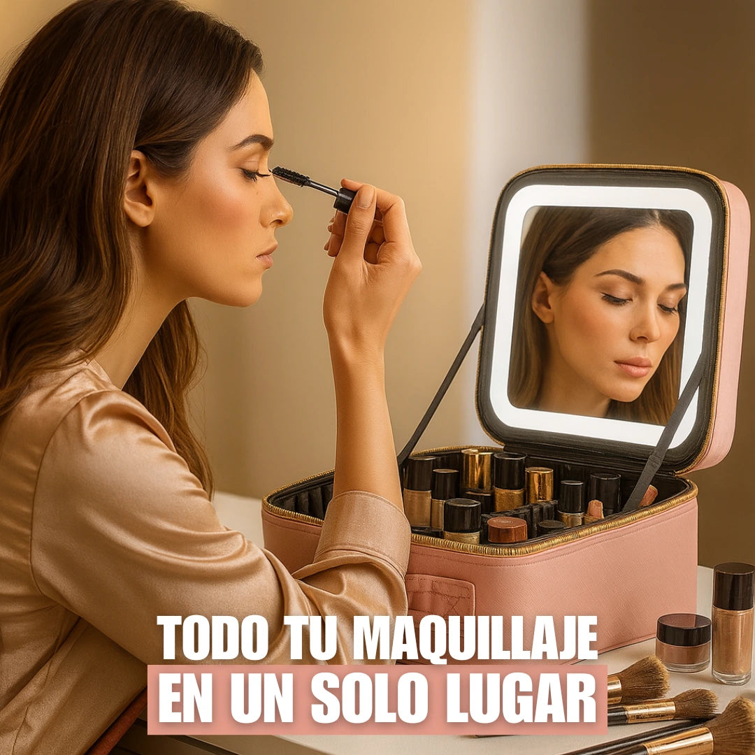 Cosmetiquera Portátil Espejo LED Maquillaje Perfecto y Organizado